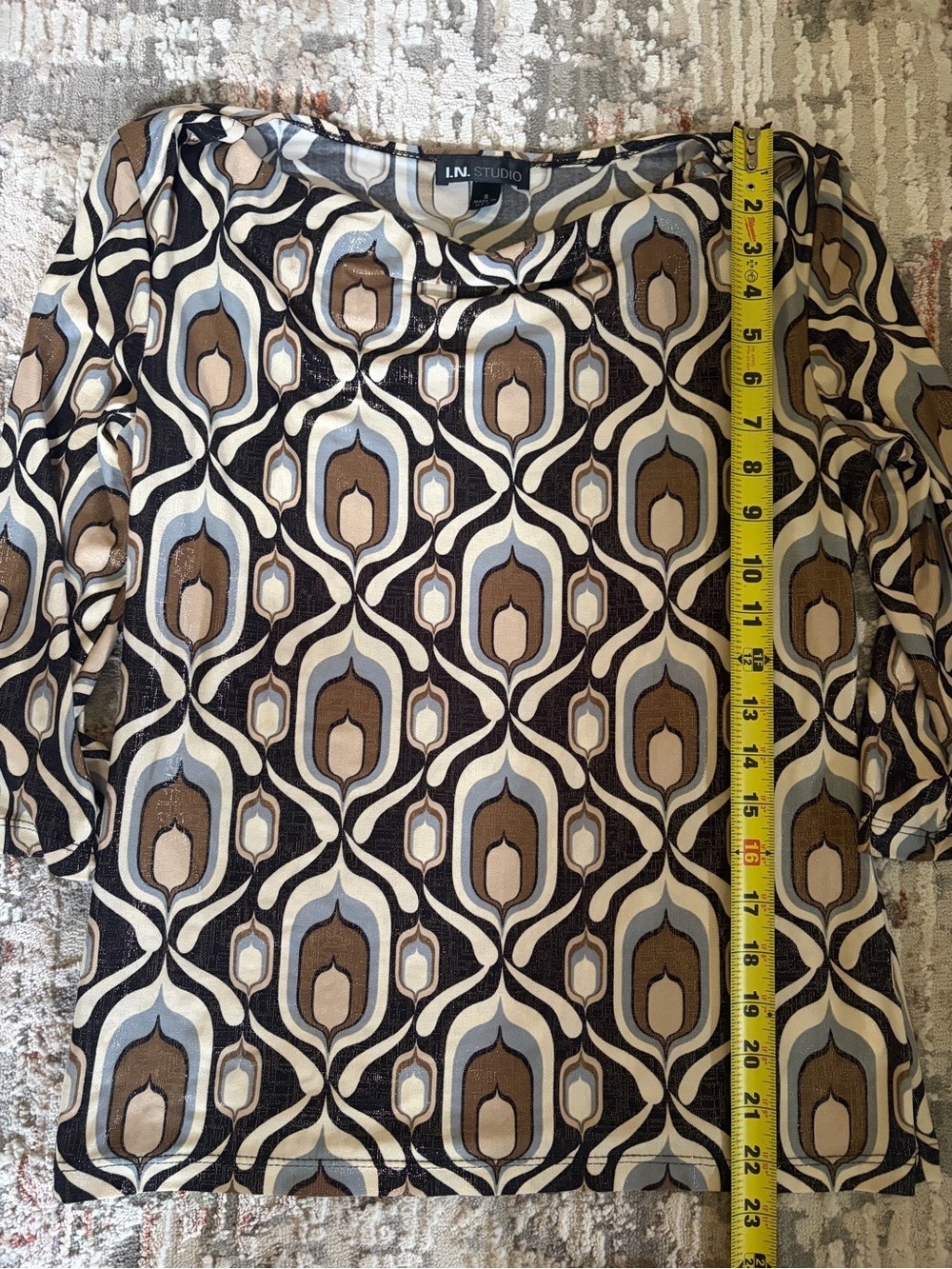 I.N. Studio Y2K Geometric Mesh Top Made in USA - Picture 4 of 5
